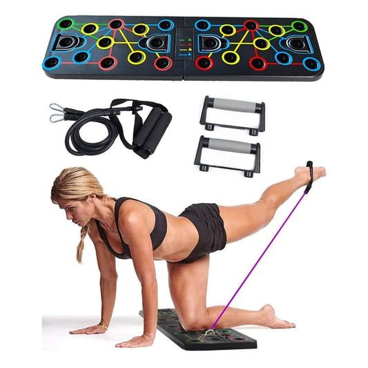 Tabla Push Up + 2 Bandas Tubulares- Sistema de Entrenamiento 9 en 1